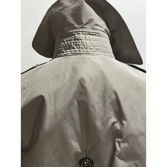 Burberry London Double Breasted Belted Green Gray Ruffled Trench Coat Sz US 6 - Picture 16 of 16